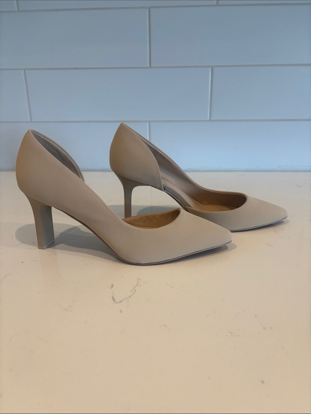 Pointed-Toe Pumps in Beige